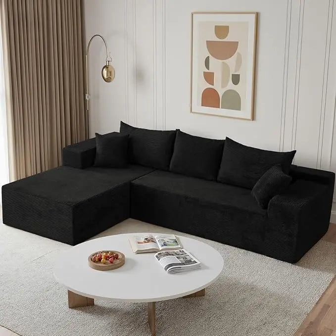 L Shaped Sectional Sofa With Chaise Modern Velvet Couch