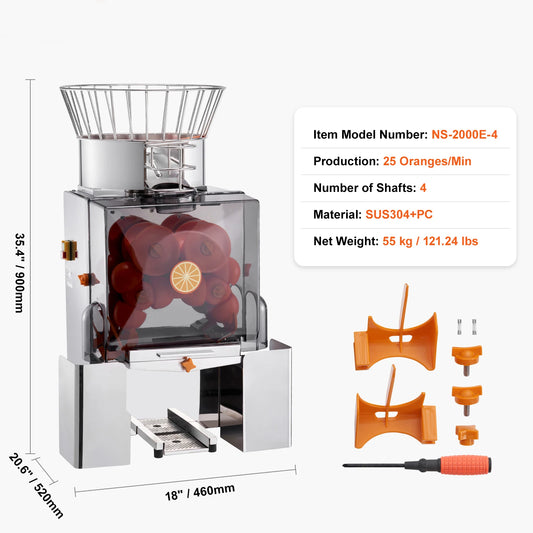 VEVOR Commercial Orange Juicer Machine Automatic Juice Extractor Stainless Steel
