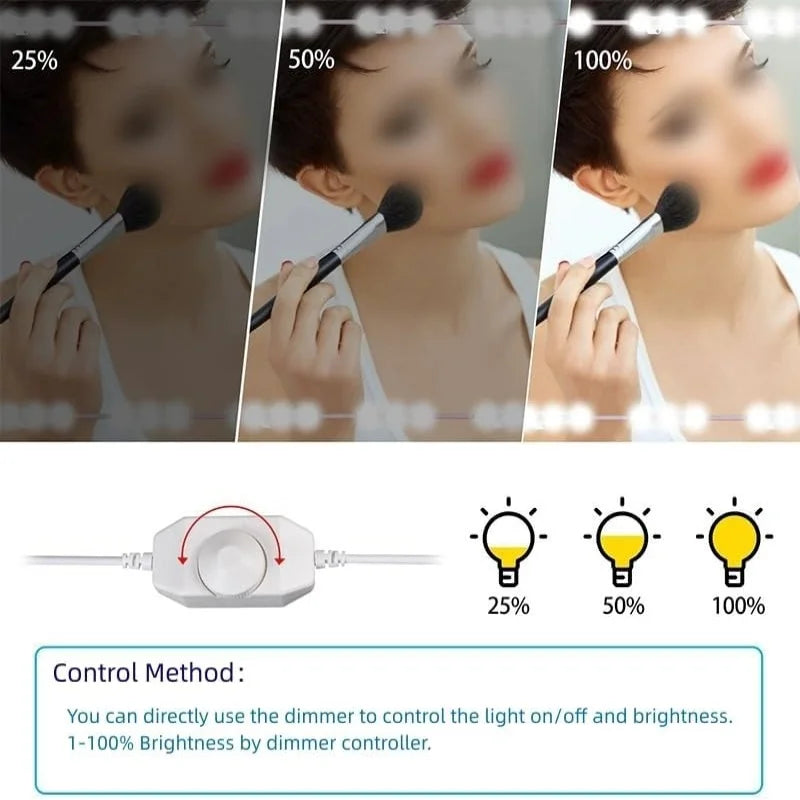 LED Vanity Mirror Lights Kit 60 LEDs Dimmable White