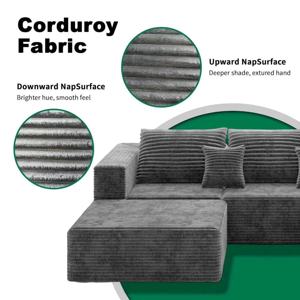 Modern Fabric Boneless Couch L Shaped Sectional Sofa