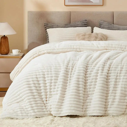 Fleece Comforter Set Warm Plush Bedding For Winter