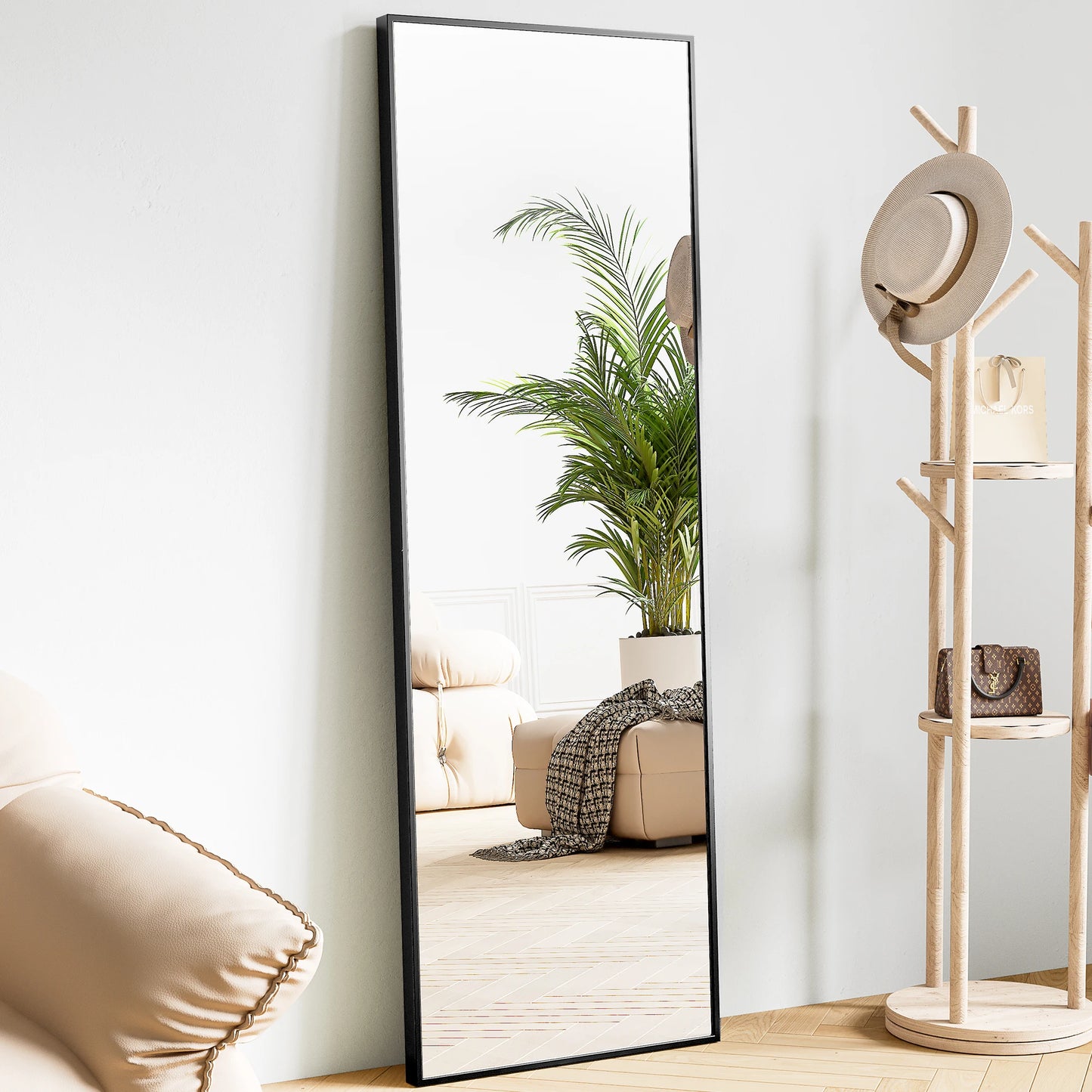JHK Full Body Wall Mirror With Aluminum Frame Living Room
