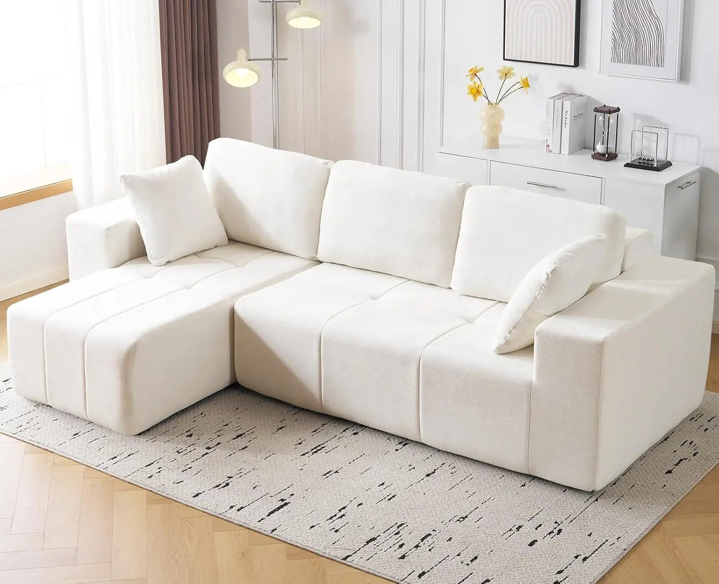 Modular L-Shaped Sectional Sofa With Chaise Upholstered