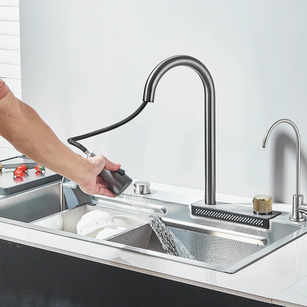MYQualife Stainless Steel Undermount Kitchen Sink With Tap Drains