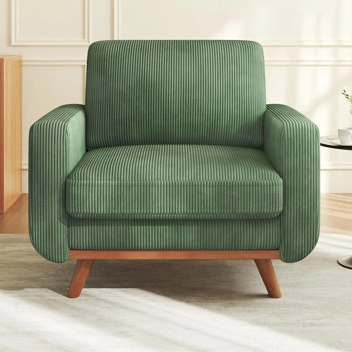 HUANZHUANG Modern Loveseat Sofa Corduroy Fabric Wood Frame Spring Cushion