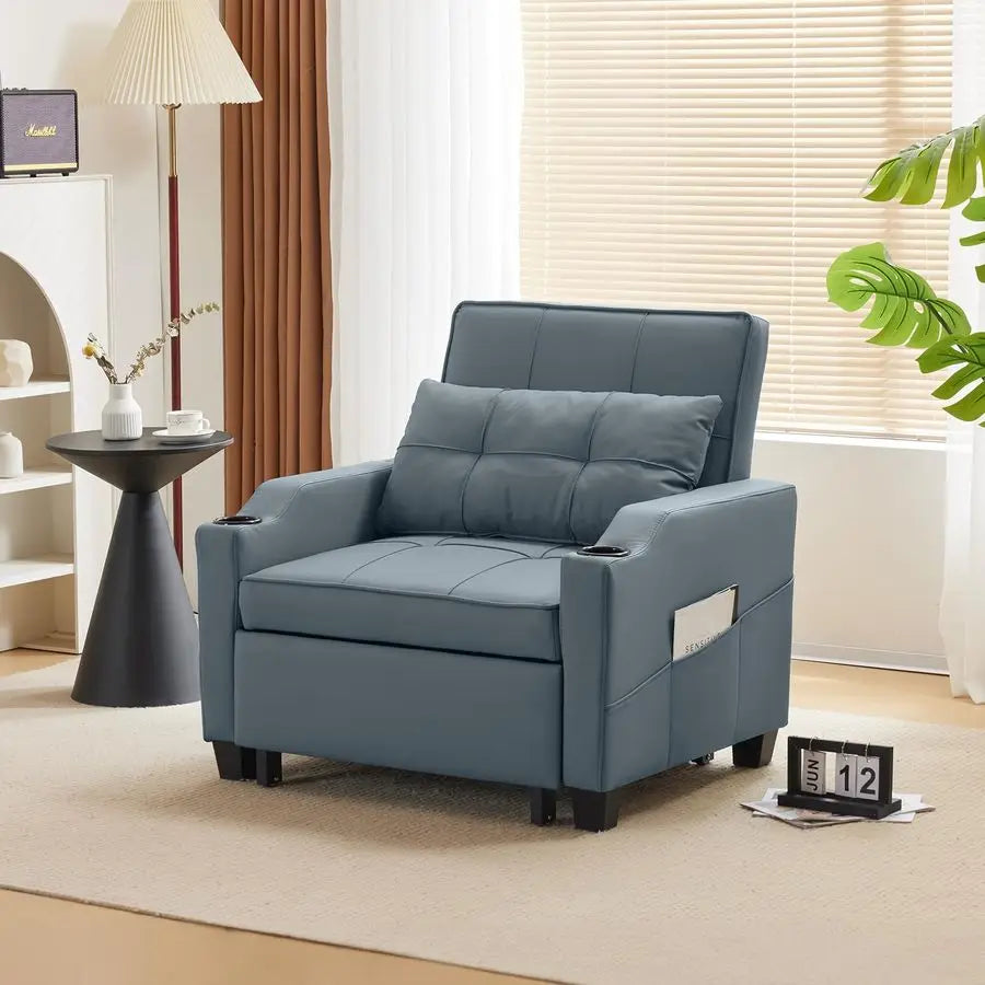 MBVM 3in1 Convertible Sofa Bed With USB Ports Cupholders