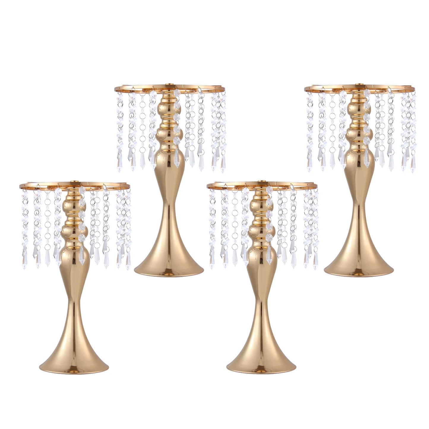 Gold Metal Vases Set 4 Pieces Trumpet Centerpieces For Wedding Decor