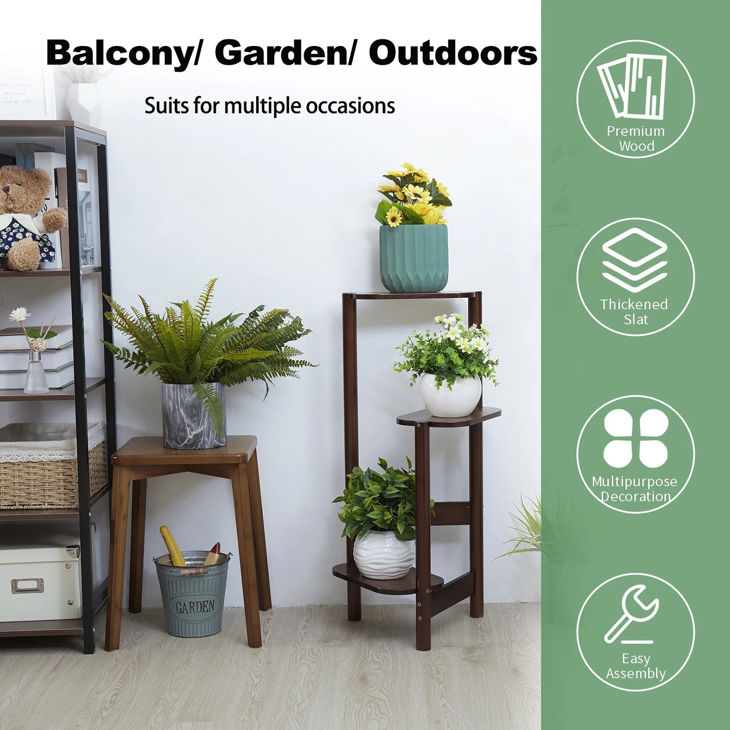 Wisfor 3-Tier Bamboo Plant Rack Corner Stand