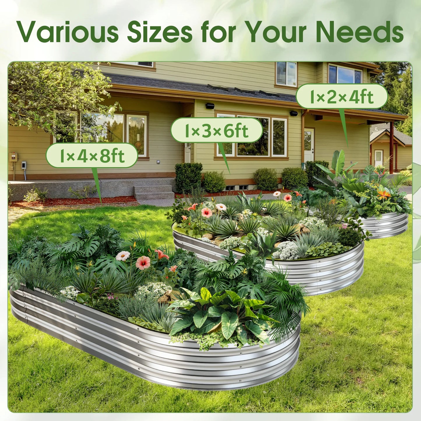 JHK Outdoor Metal Garden Bed Planter Box With Open Bottom