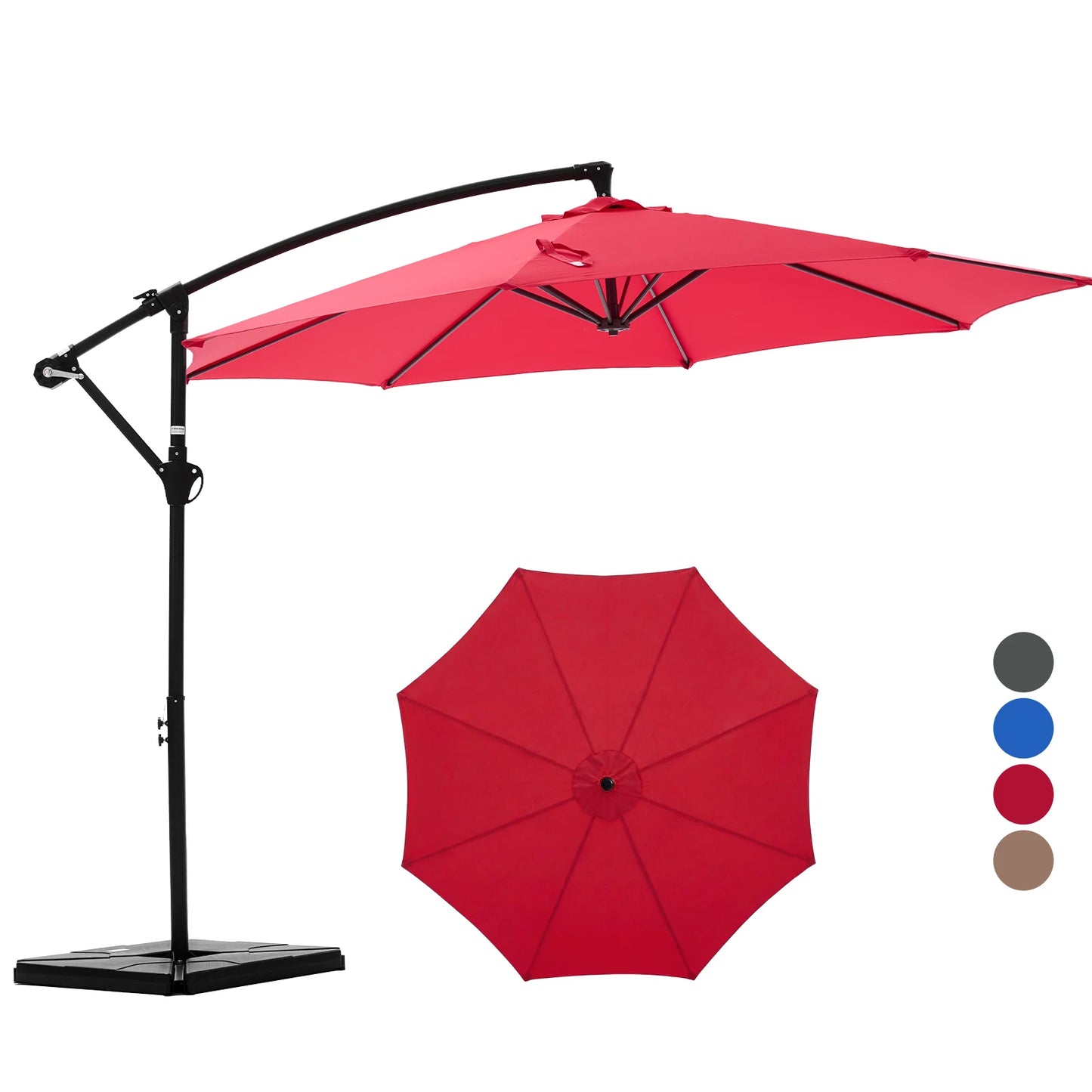 JHK Outdoor Offset Patio Umbrella With Base Cantilever Tilt UV Protection