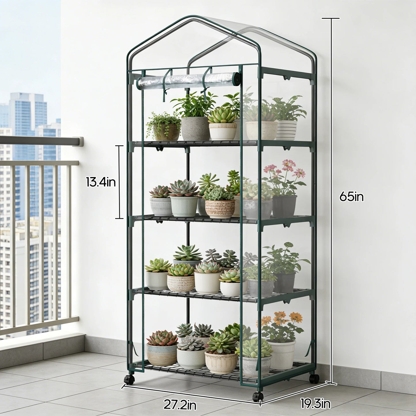 Portable Four Tier Greenhouse On Wheels For Indoor Outdoor Gardening