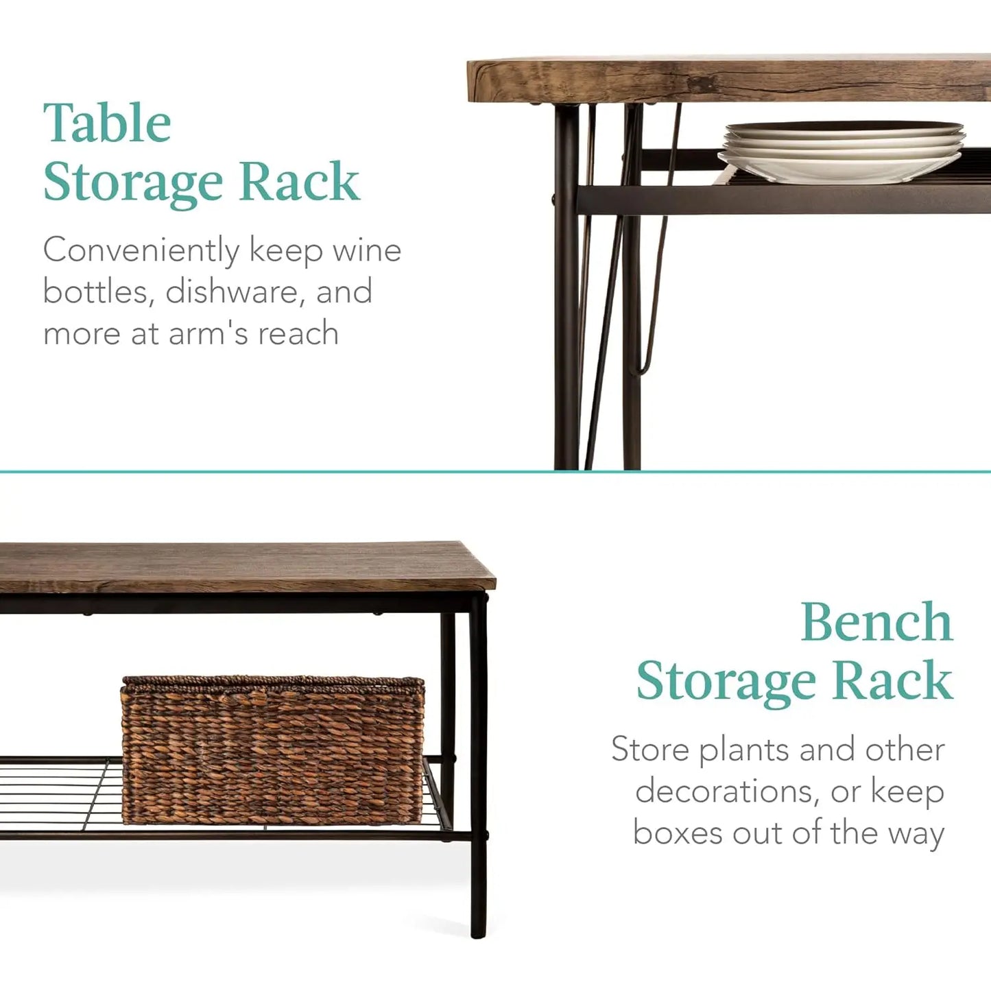 Modern Dining Set With Bench And Four Classic Chairs