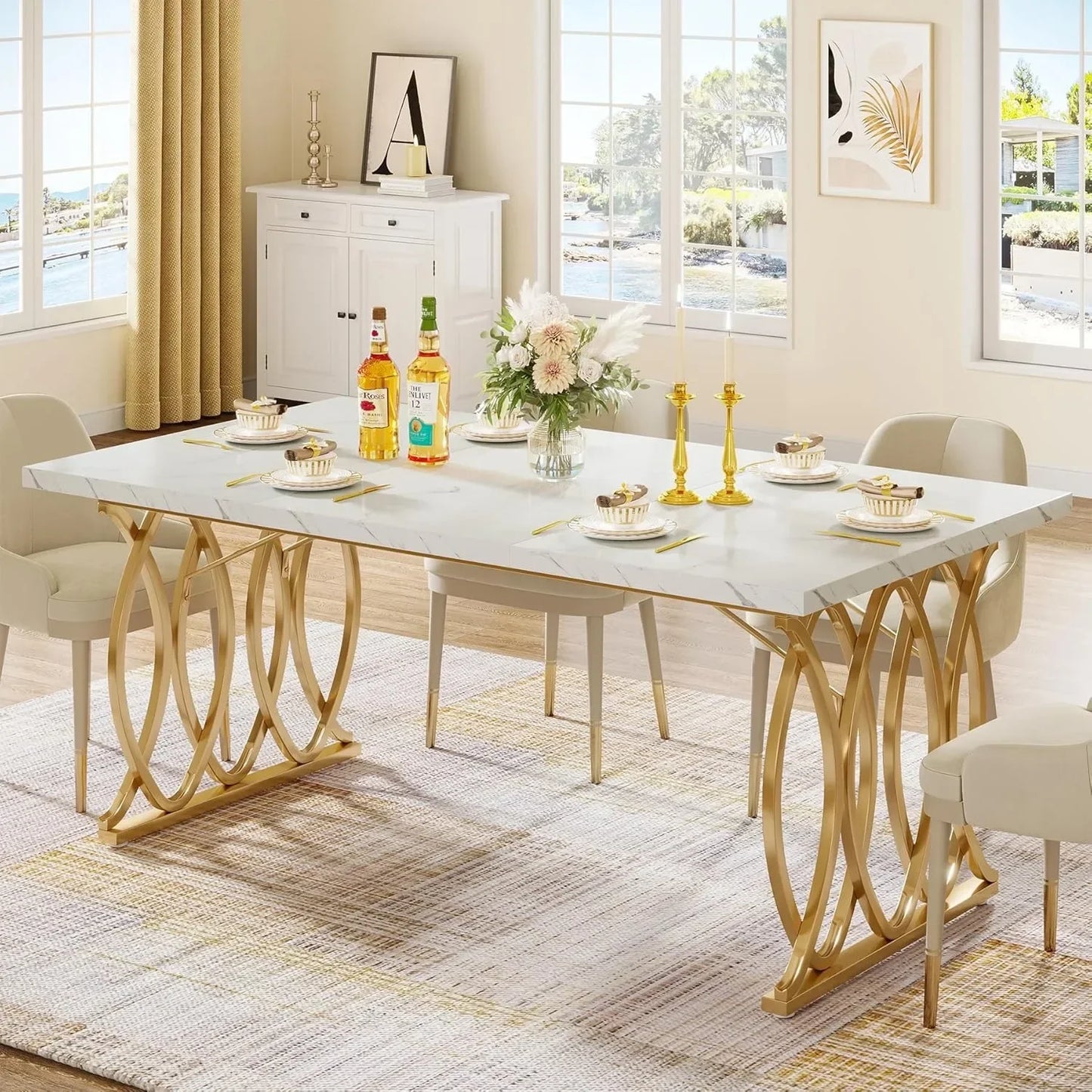 Little Tree Modern Dining Table Rectangular Kitchen Dining Room Furniture