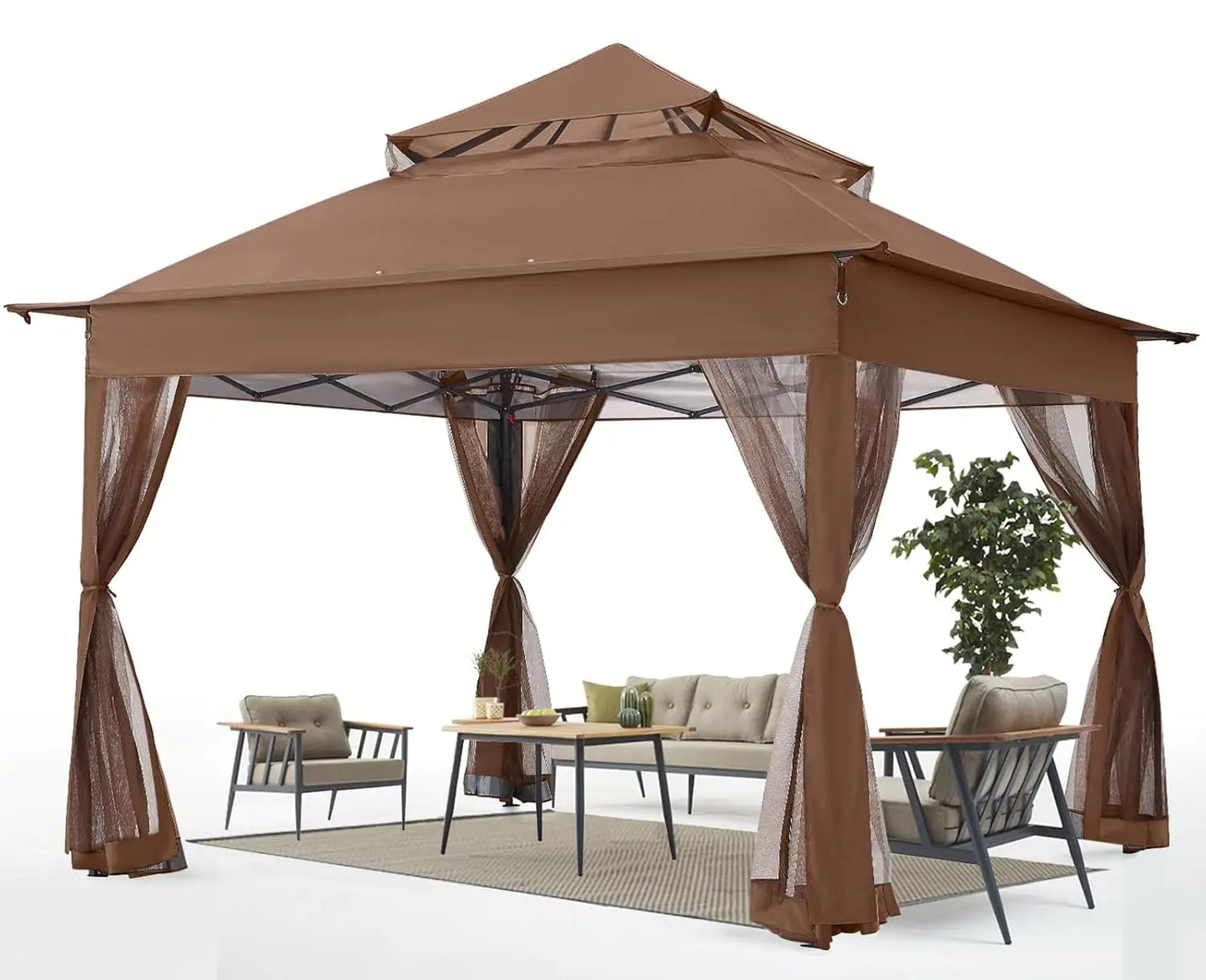 MOYU Pop Up Gazebo Outdoor Canopy Tent With Mosquito Netting