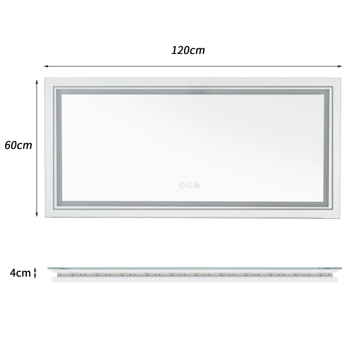 Illuminated LED Bathroom Mirror Wall Mounted Front And Backlit Lights
