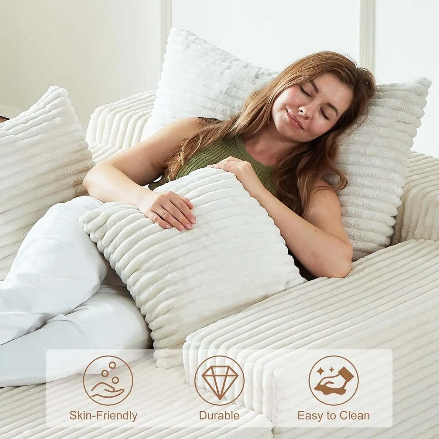 Corduroy Upholstered Sofa Bed Sleeper Couch Modern Lounge Chair
