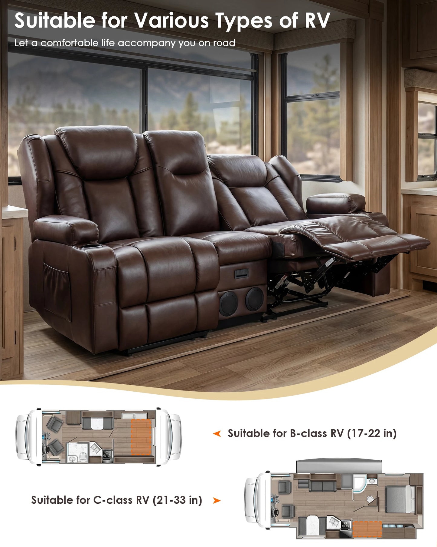Redlife Loveseat Recliner Sofa With Console Heating Massage