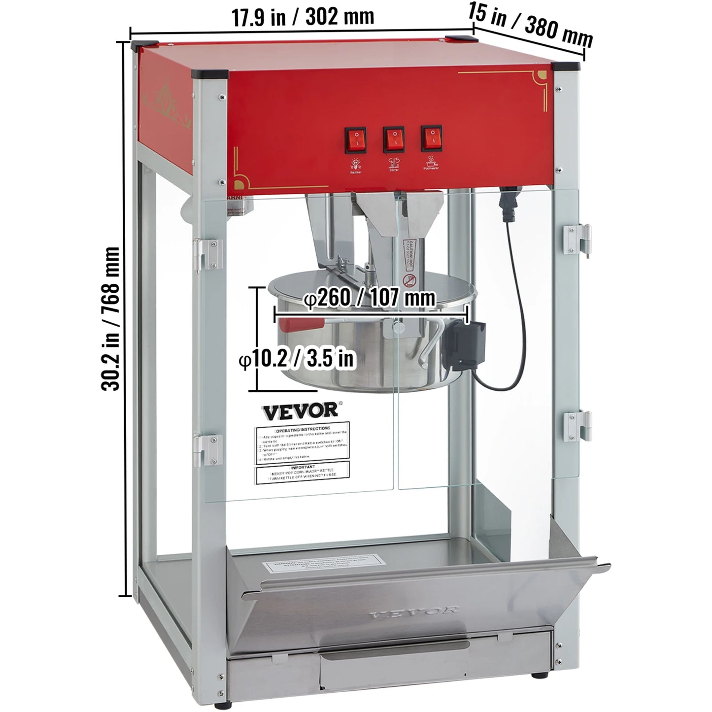 SucceBuy Electric Popcorn Maker Commercial Popper Automatic