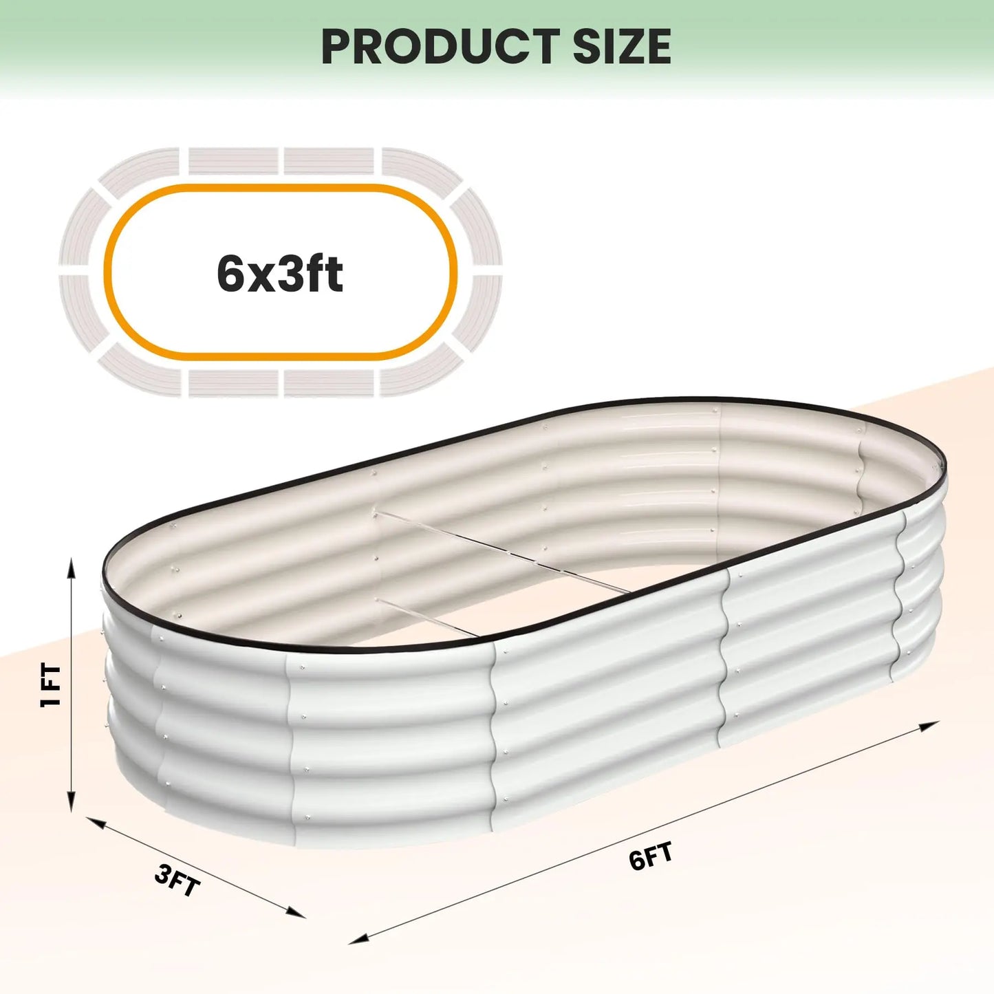 HiMISS 2 Pack Oval Galvanized Steel Raised Garden Bed Planter Box