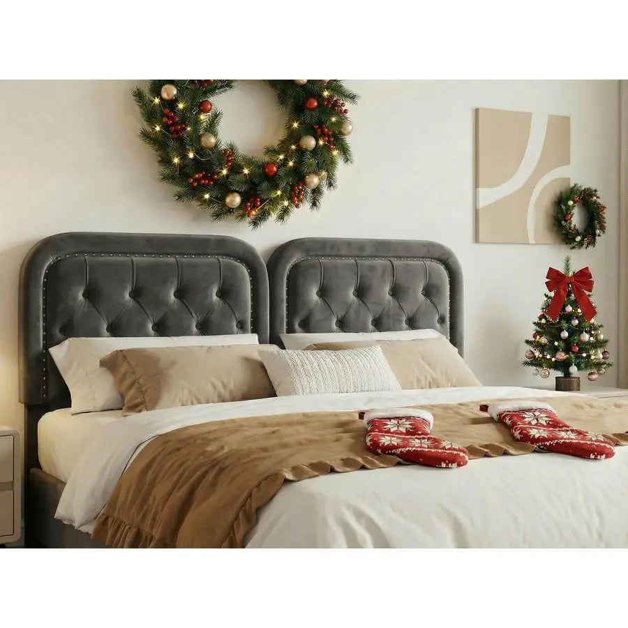 XMSJ Upholstered Headboard Adjustable Button Tufted Nailhead