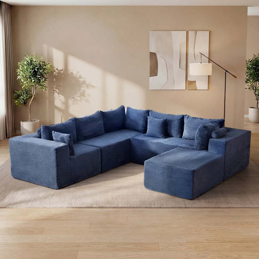 Redlife Six Seat Modular Sectional Sofa with Ottoman