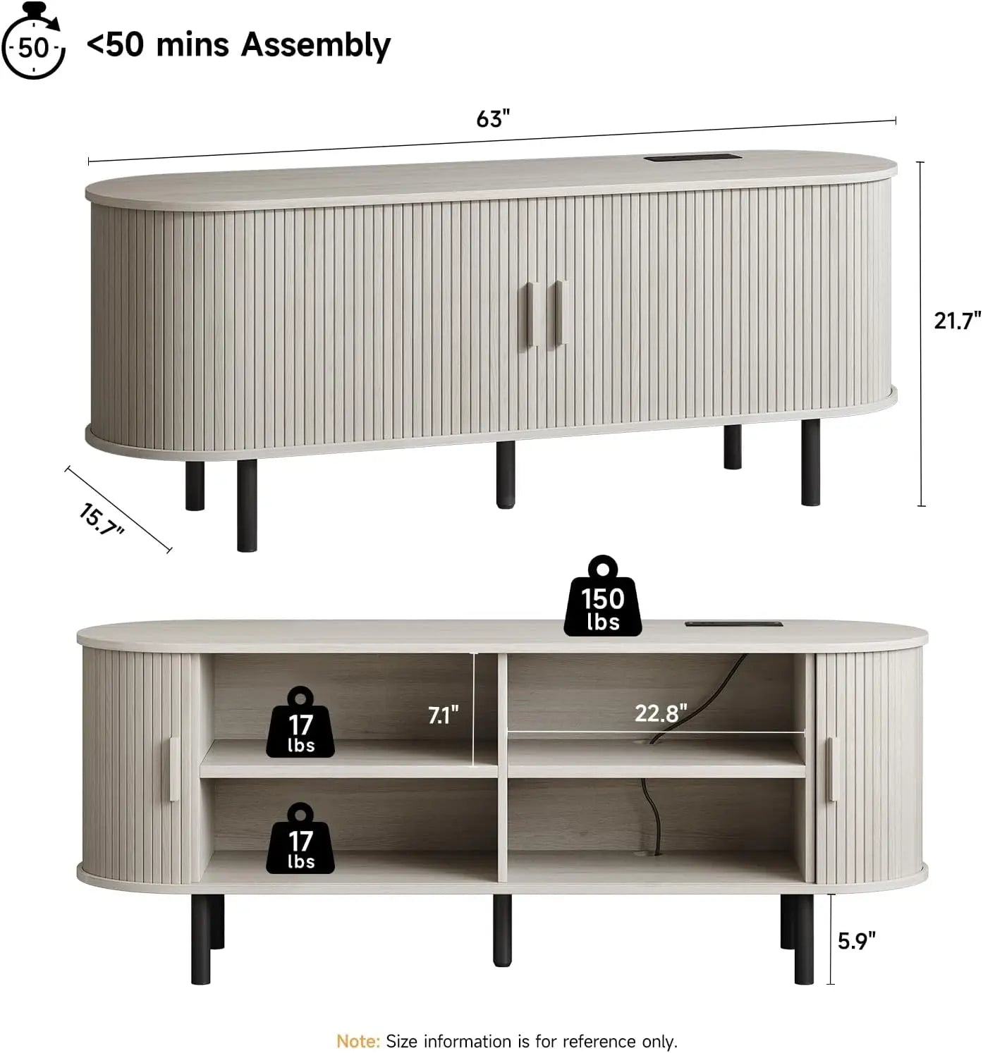 TV Stand With Power Outlet and Sliding Door Storage Entertainment Center