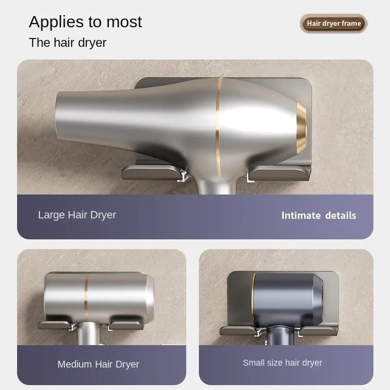 Hair Dryer Holder Wall Mounted Aluminum Stand Rack Bathroom