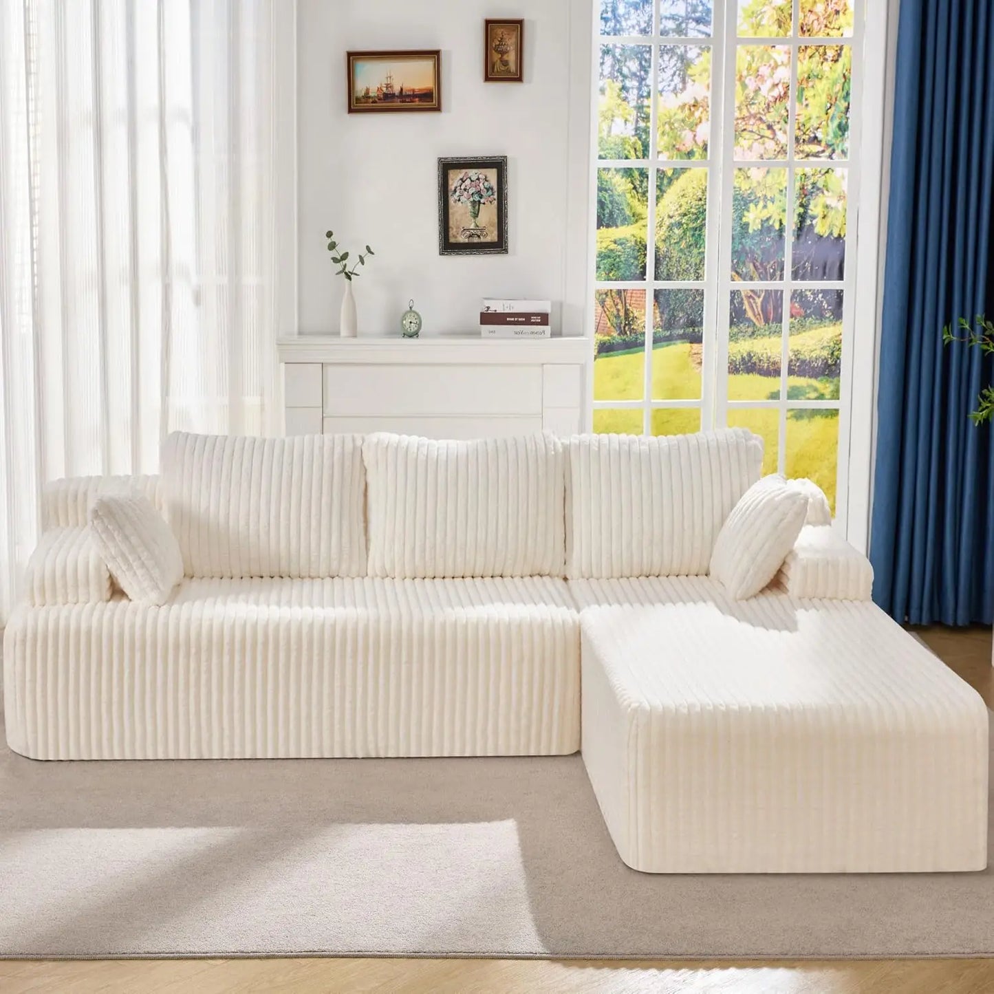 BIANXIANG Modular L-Shape Sectional Sofa With Memory Foam Chaise