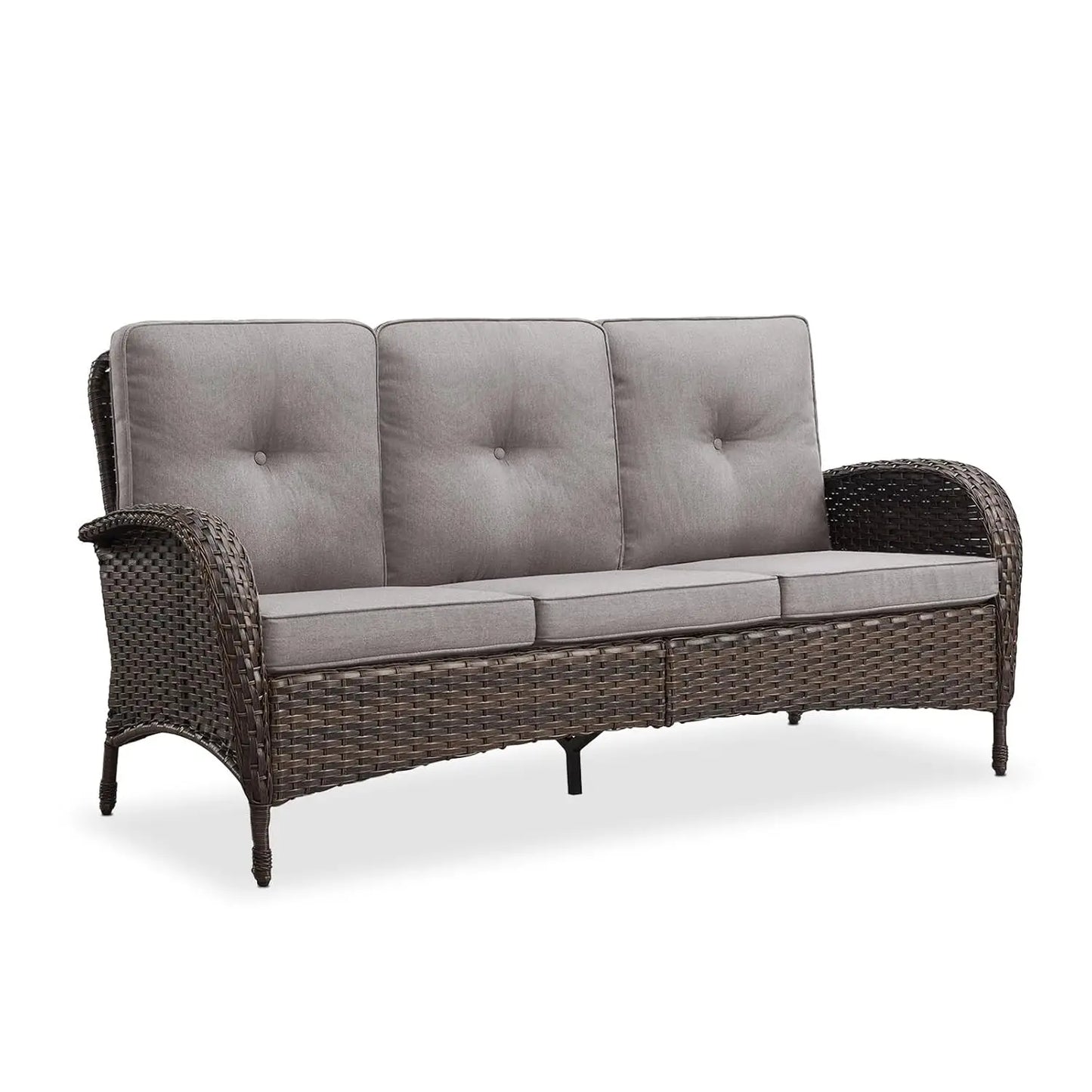All Weather Outdoor 3 Seater Wicker Sofa Removable Cushions
