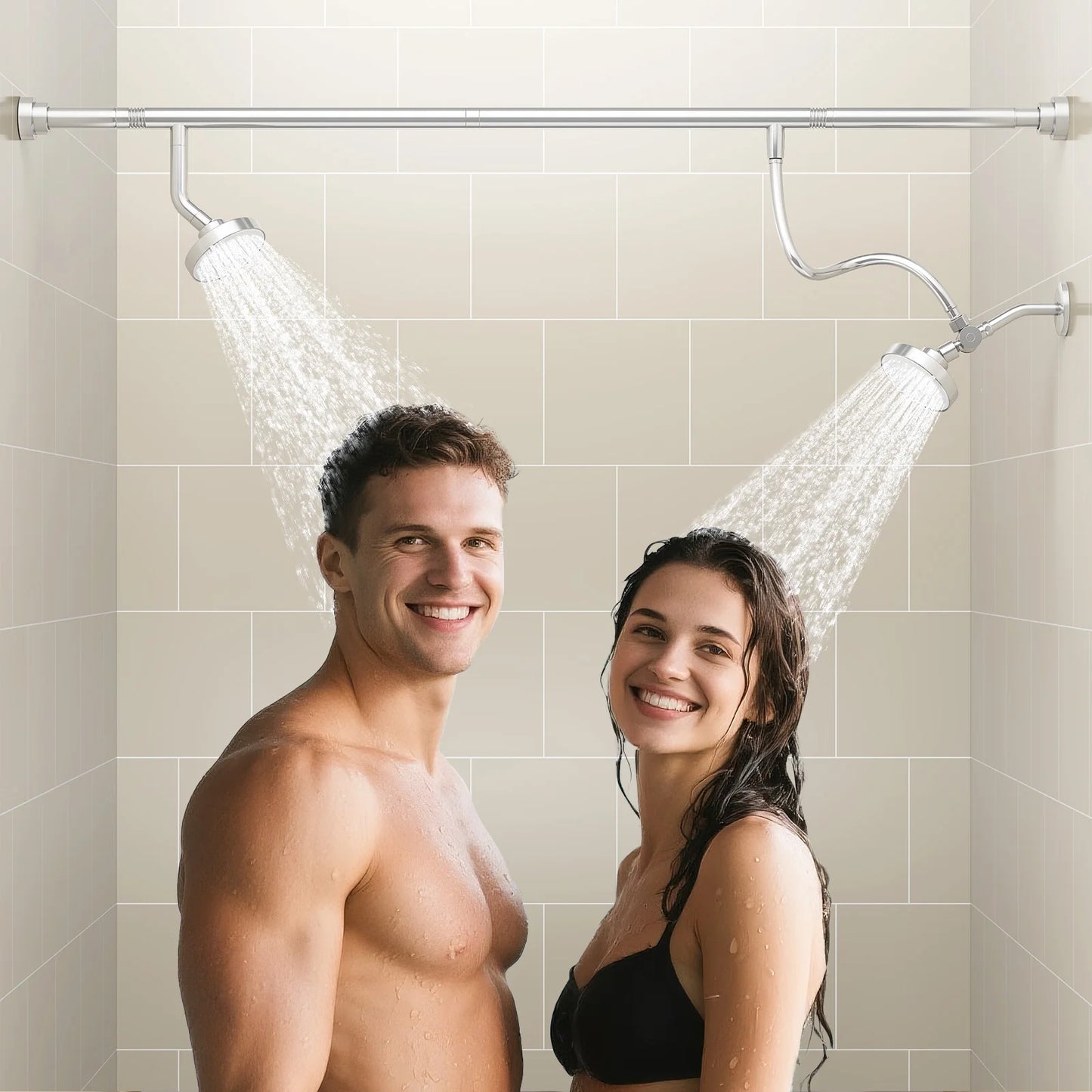 Tandem Shower Heads For Couples Dual High Pressure System