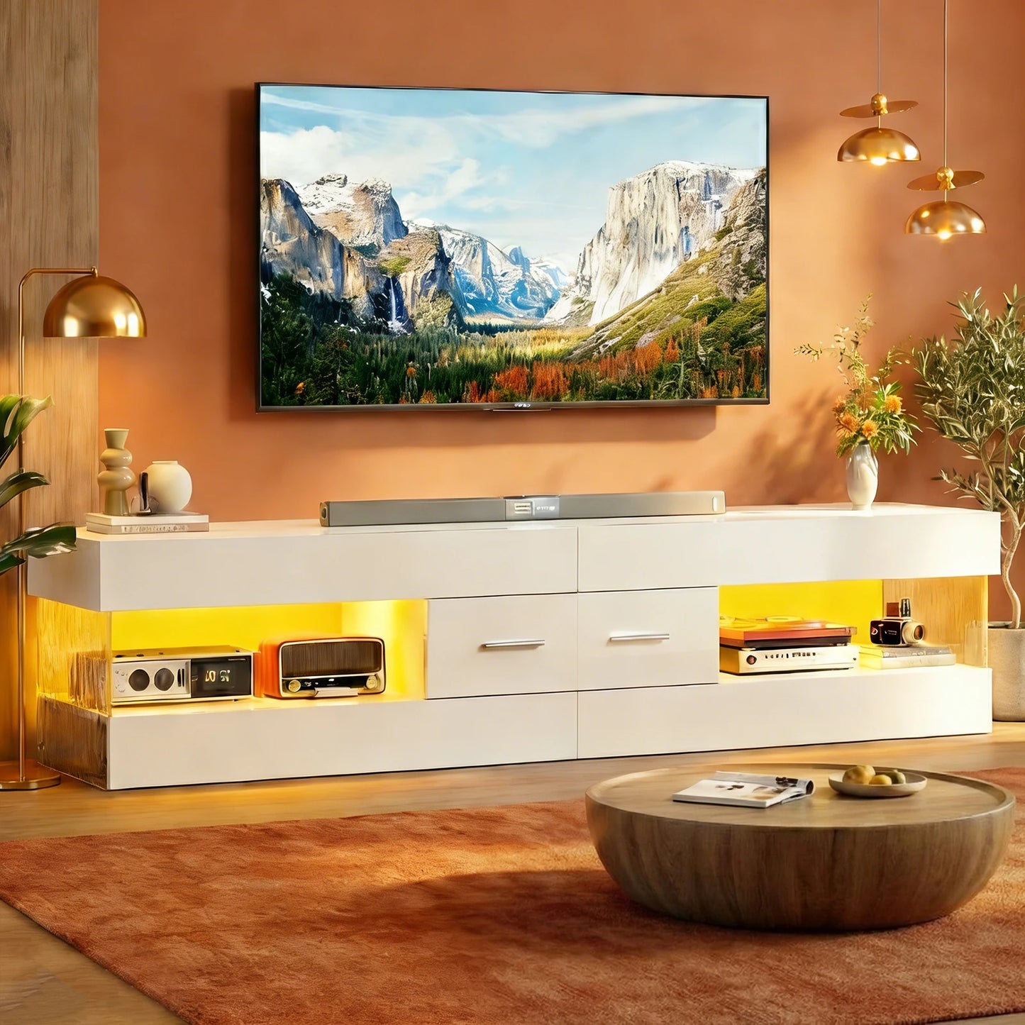 Nost and Host TV Stand High Gloss Led Console Storage