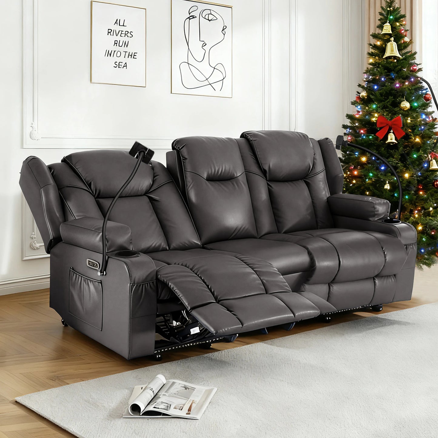 Redlife Loveseat Electric Recliner Sofa Dual Motor Massage For Seniors