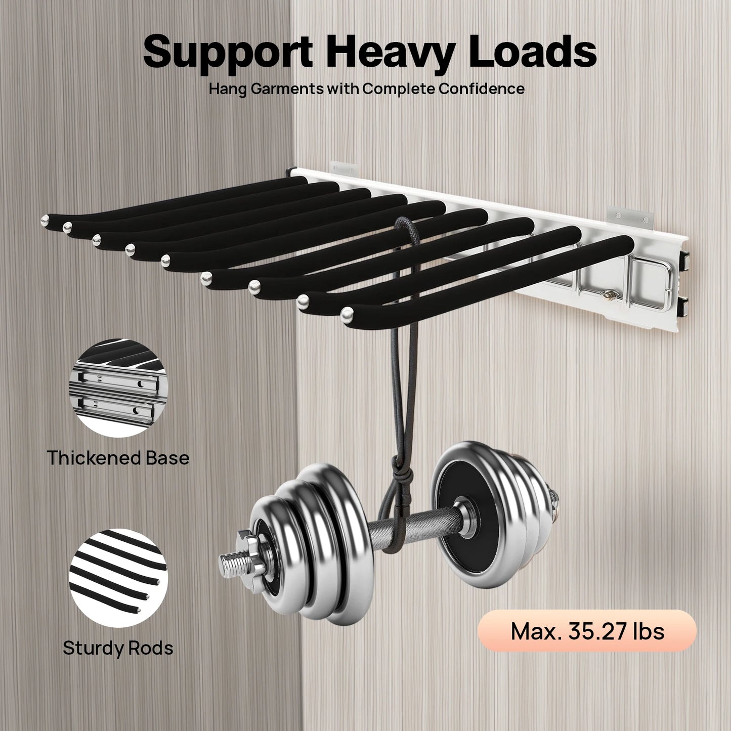 Nine Rod Wall Mount Pants Rack Silent Push Pull Slide