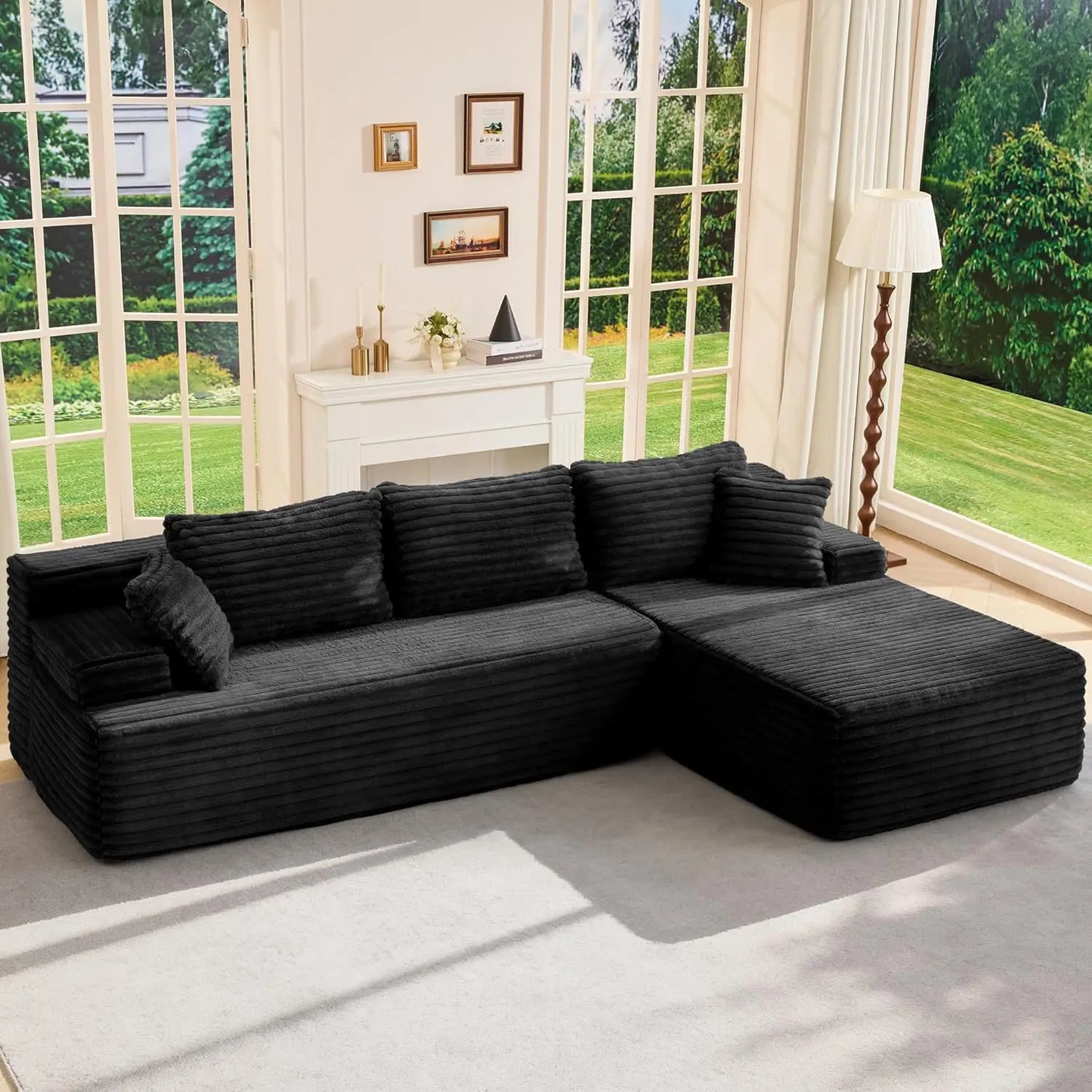BIANXIANG Modular L-Shape Sectional Sofa With Memory Foam Chaise