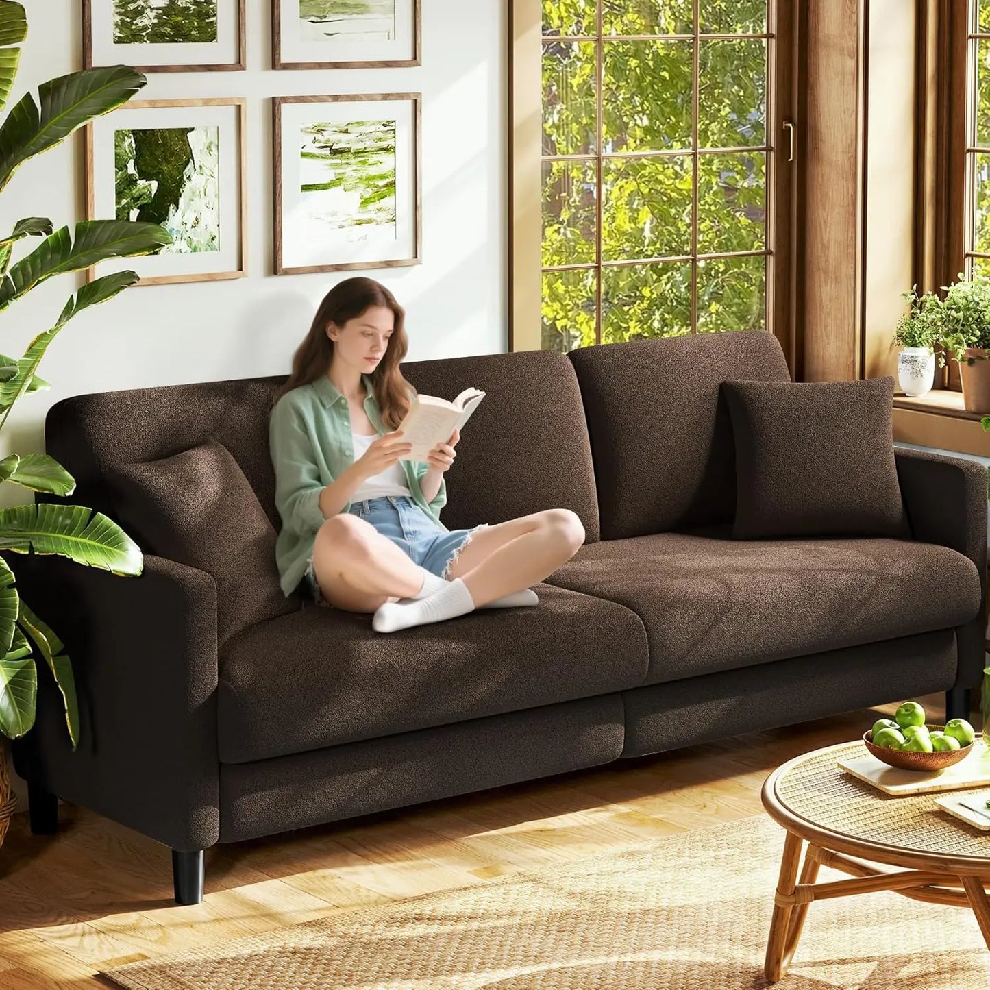 All-Wood Modern L-Shaped Sofa With Easy Tool-Free Assembly