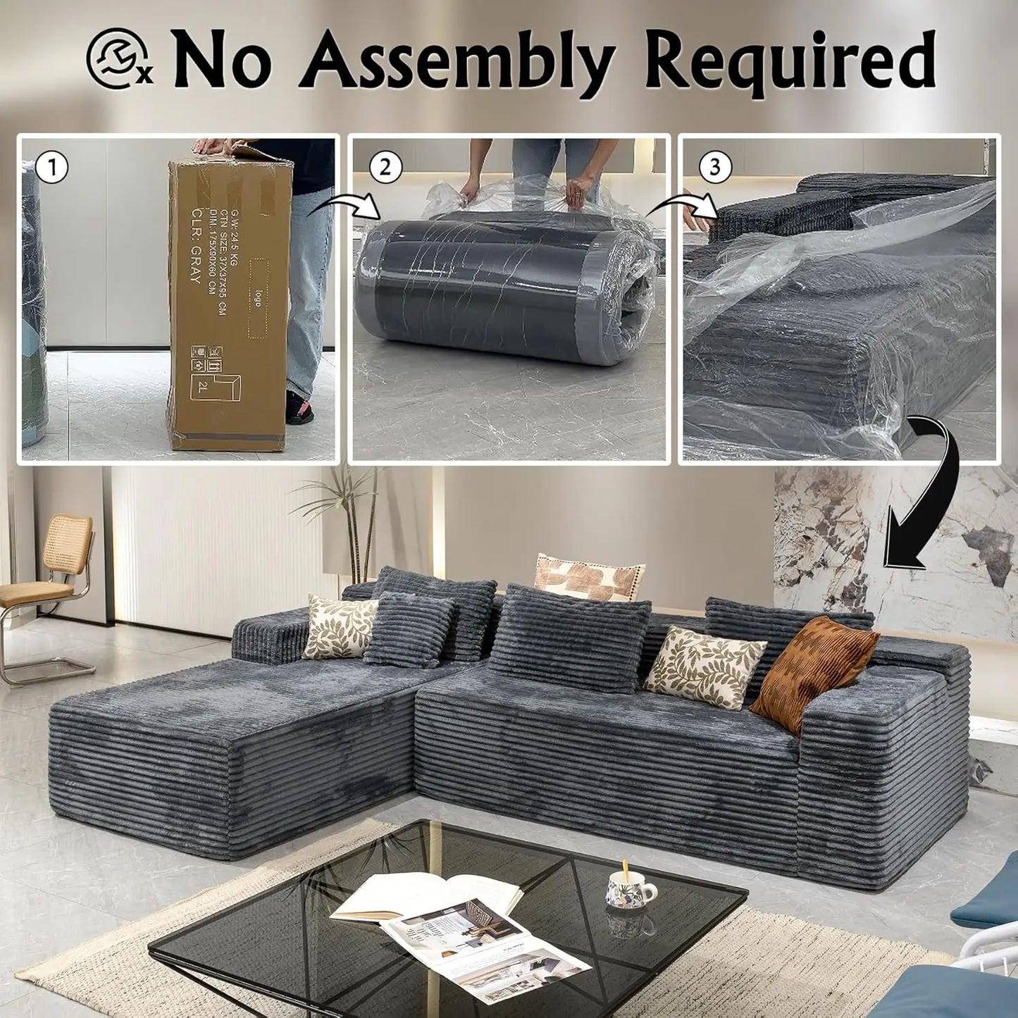 Sectional Sofa Modern Modular L Shape Chaise Couch