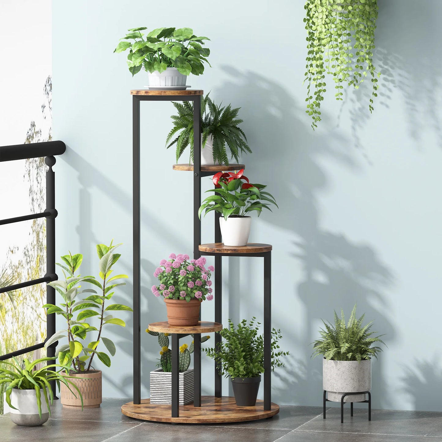 Tribesigns Corner Plant Stand Indoor, 4-Tier Tall Plant Shelf Holders for Multiple Potted Plants, Wood Flower Pot Stands