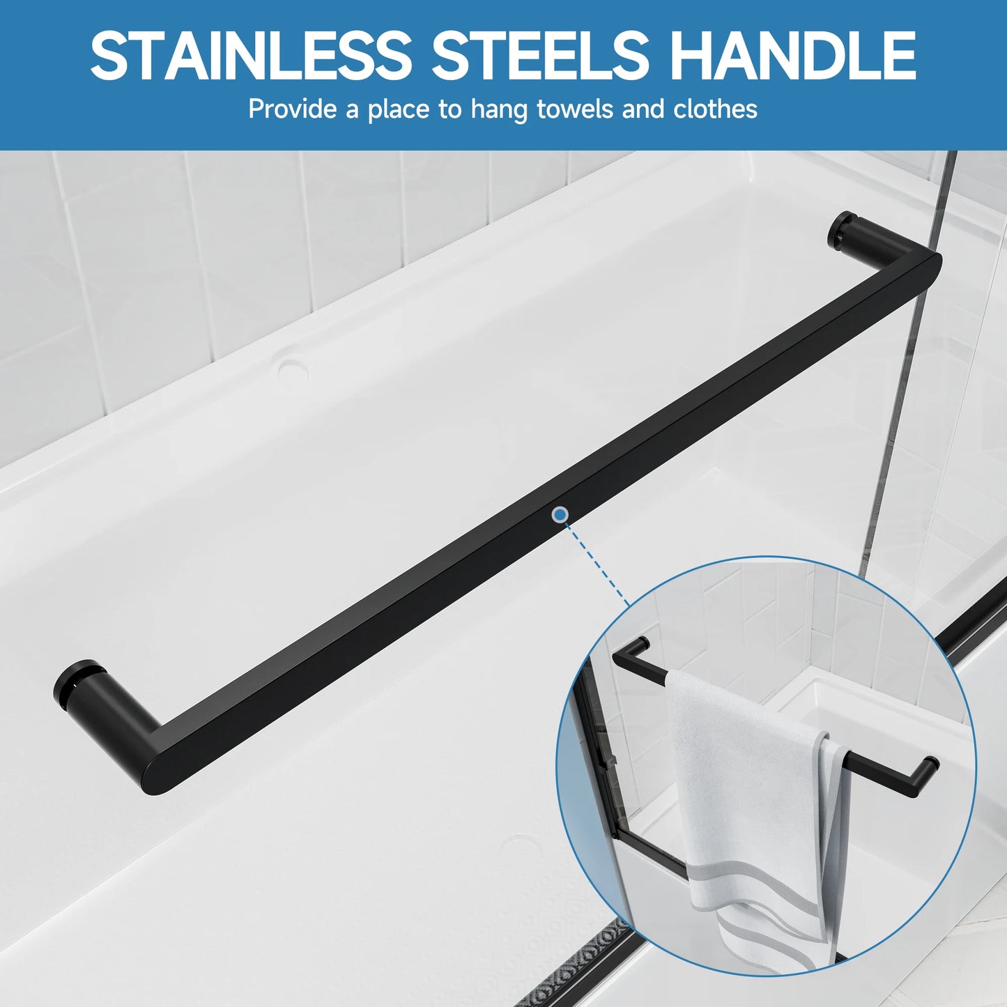 ShKl Aluminum Frame Double Sliding Tub Shower Door 6mm Glass