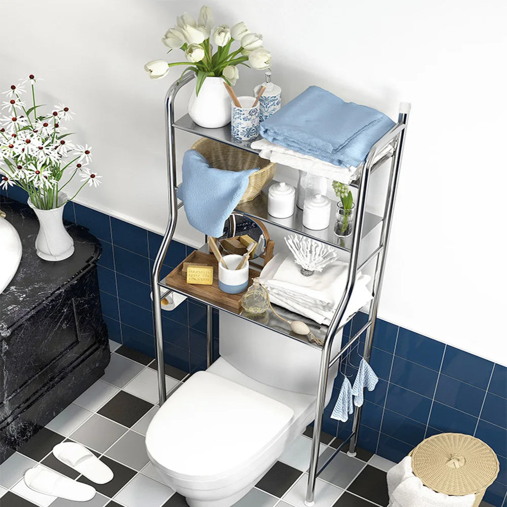 Studyset Over Toilet Storage Shelf 2-Tier Freestanding Metal Bathroom Organizer