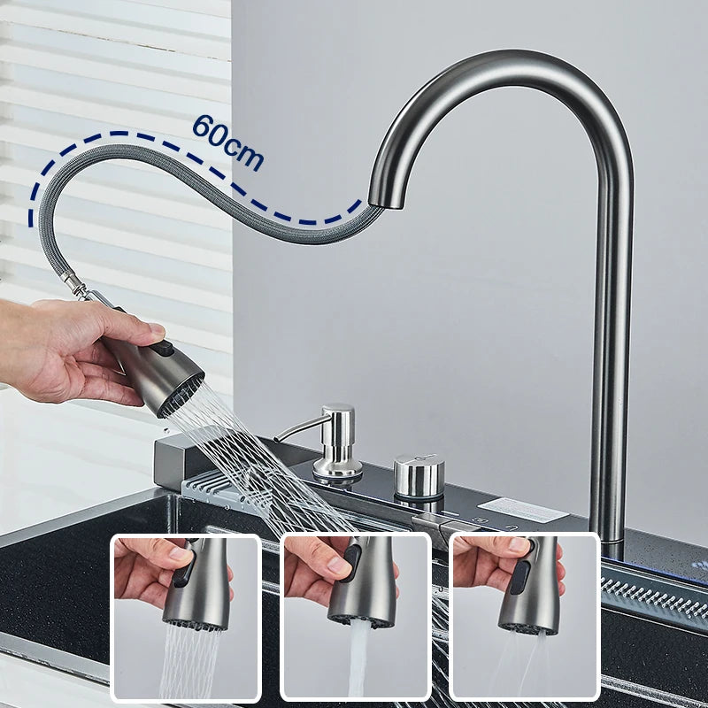Rozin Stainless Steel Kitchen Sink With Digital Display And Faucet
