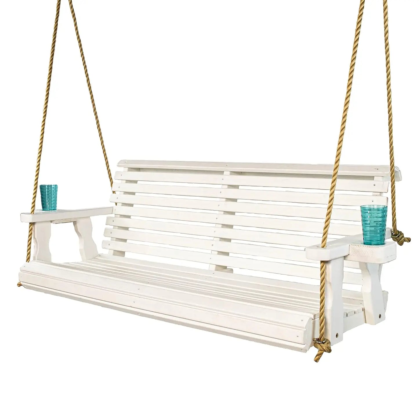 Heavy Duty Porch Swing With Cup Holder Cedar Outdoor Wood