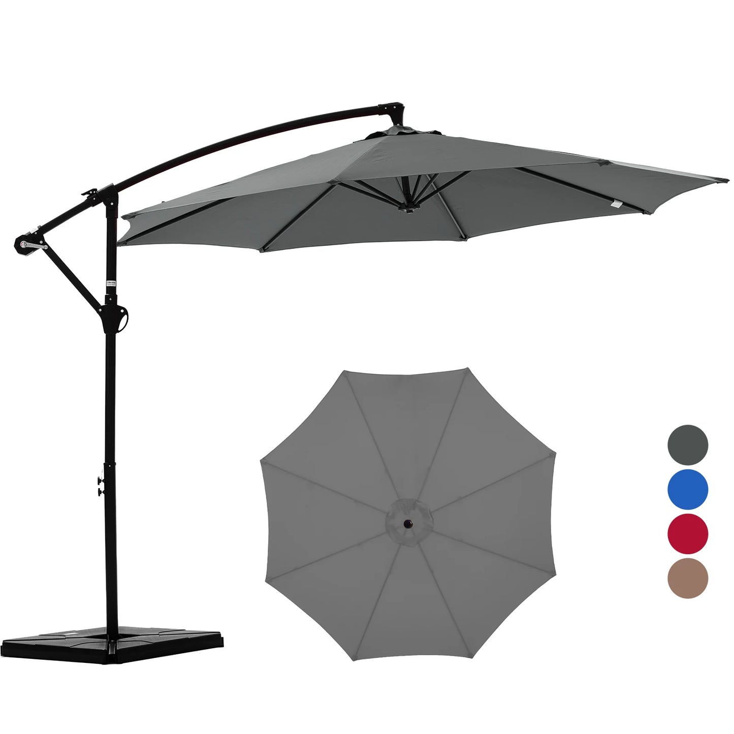 JHK Outdoor Offset Patio Umbrella With Base Cantilever Tilt UV Protection