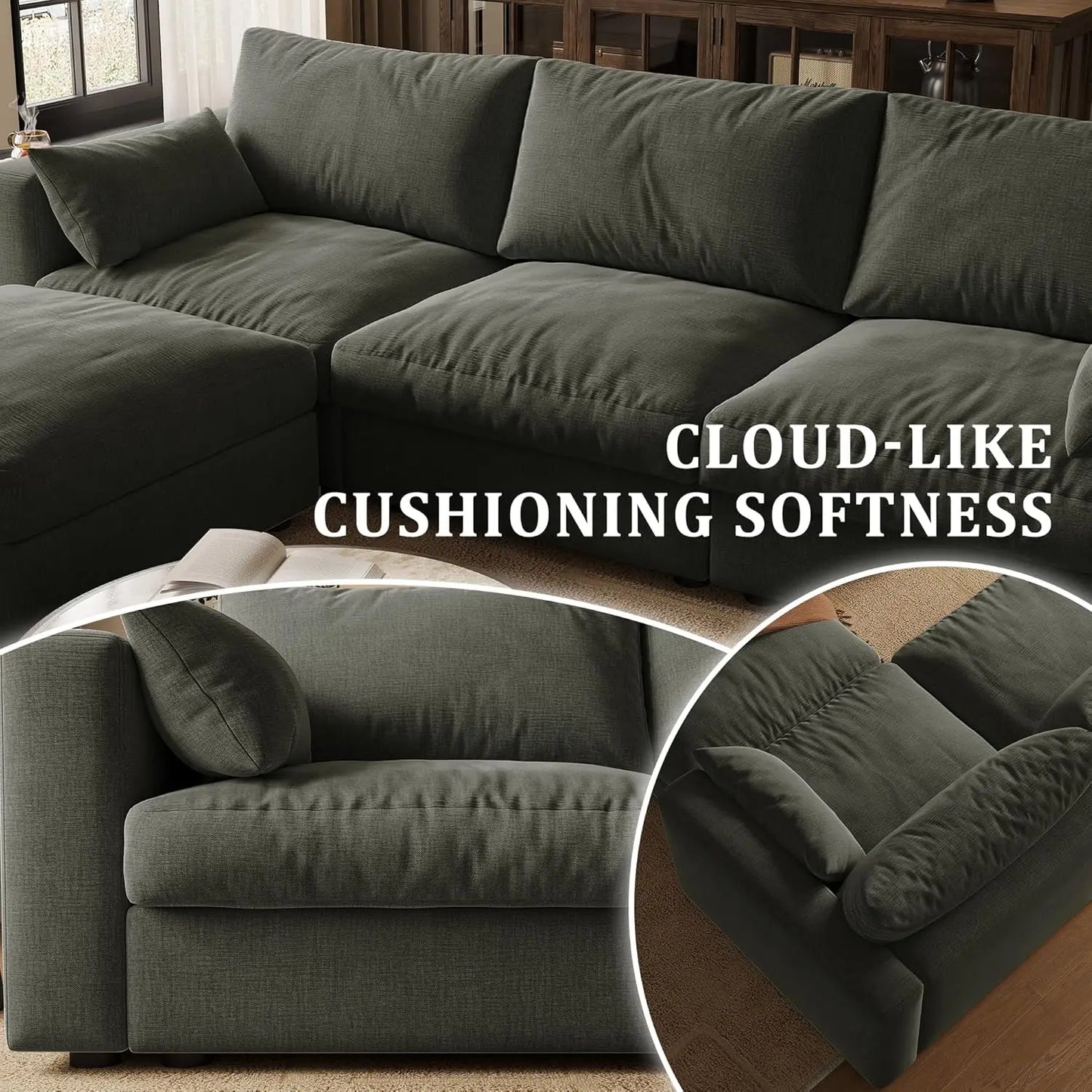 Cloud Modular Sectional Sofa With Storage Ottoman For Living Room