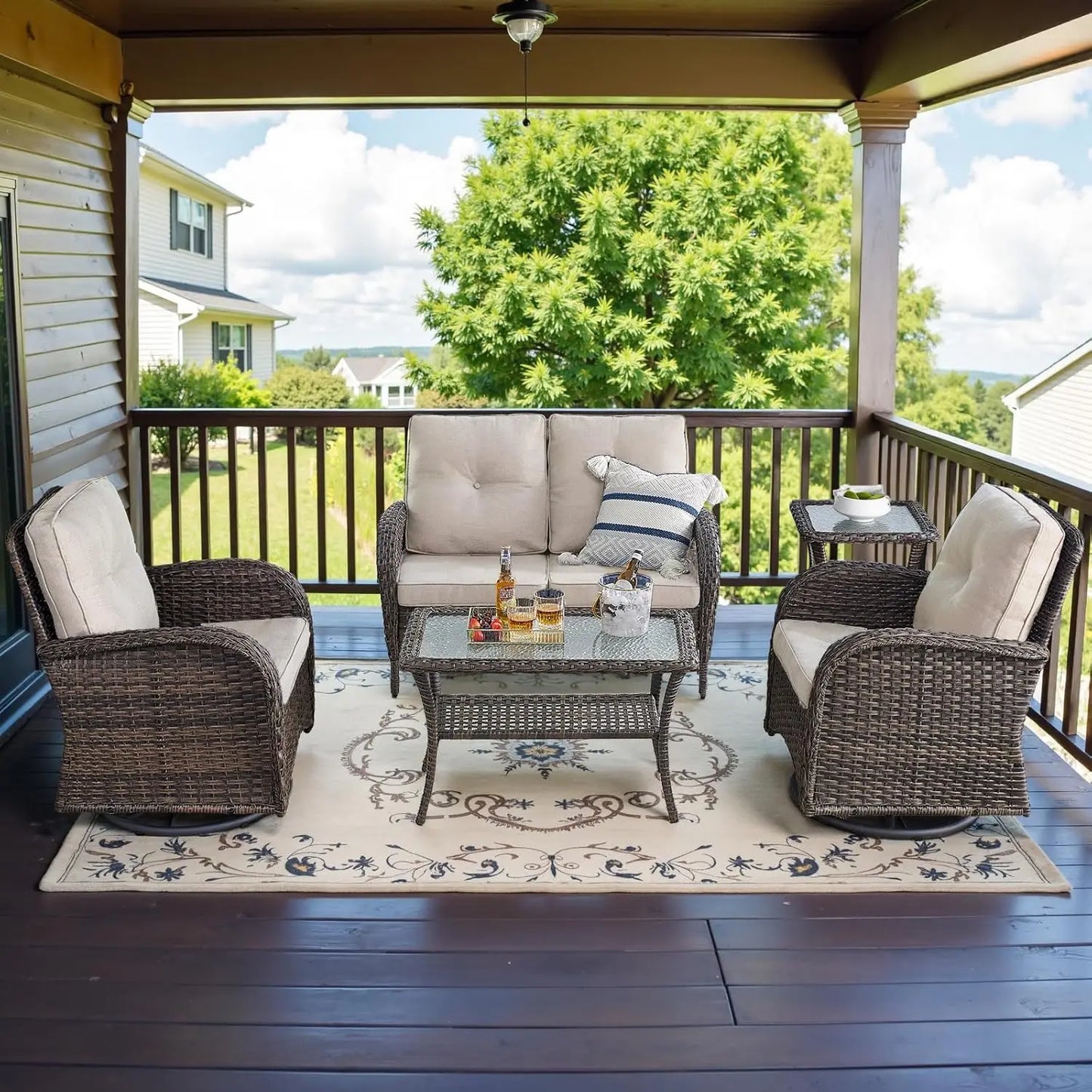 Wicker Outdoor Patio Furniture Set With Deep Seating