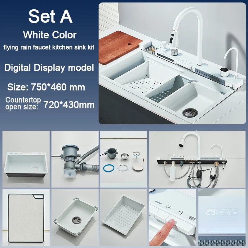 Rozin Stainless Steel Kitchen Sink With Digital Display And Faucet