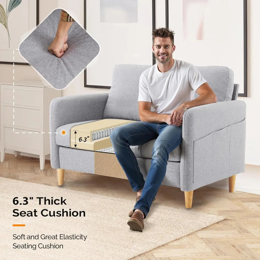 DAFIFY Linen Loveseat Sofa Modern Mid Century Living Room