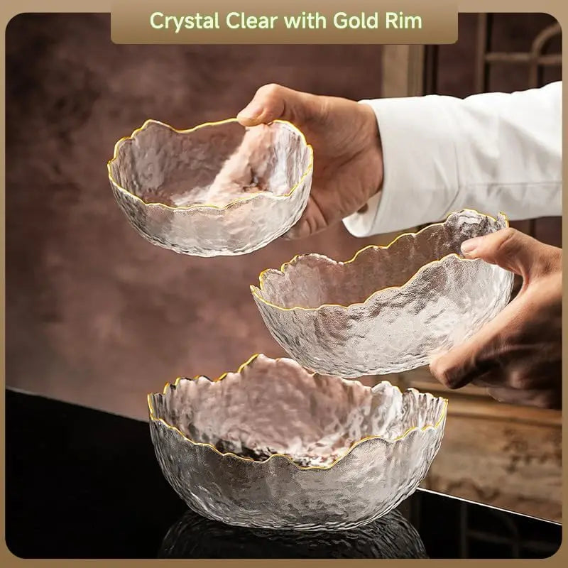 Glass Flower Shape Salad Bowl Serving Dish For Kitchen Decor