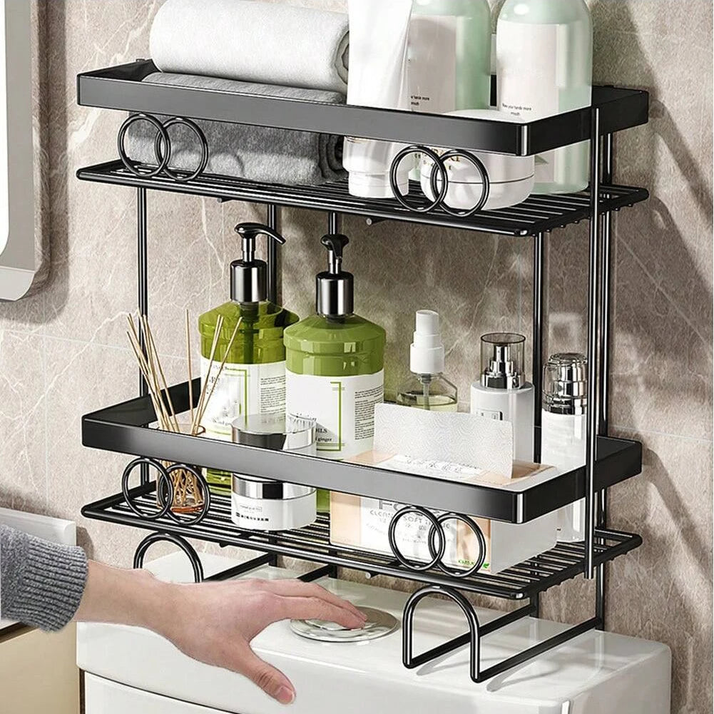 TWISTER.CK Over Toilet Storage Shelf Triple Tier Organizer With Hook