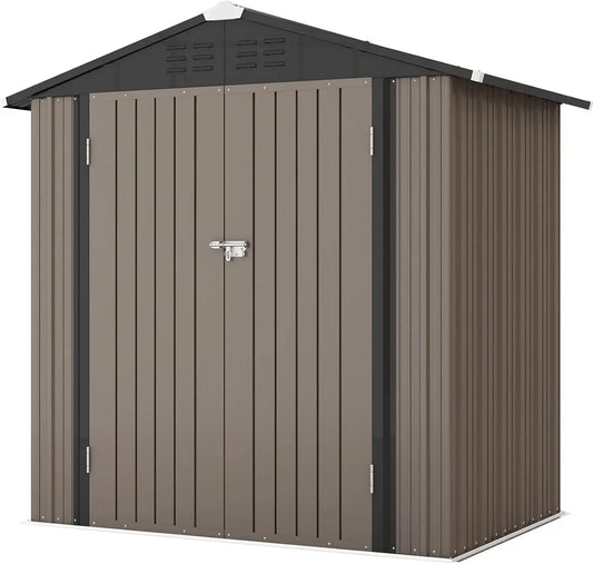 Outdoor Storage Shed With Sloping Roof And Double Lockable Door
