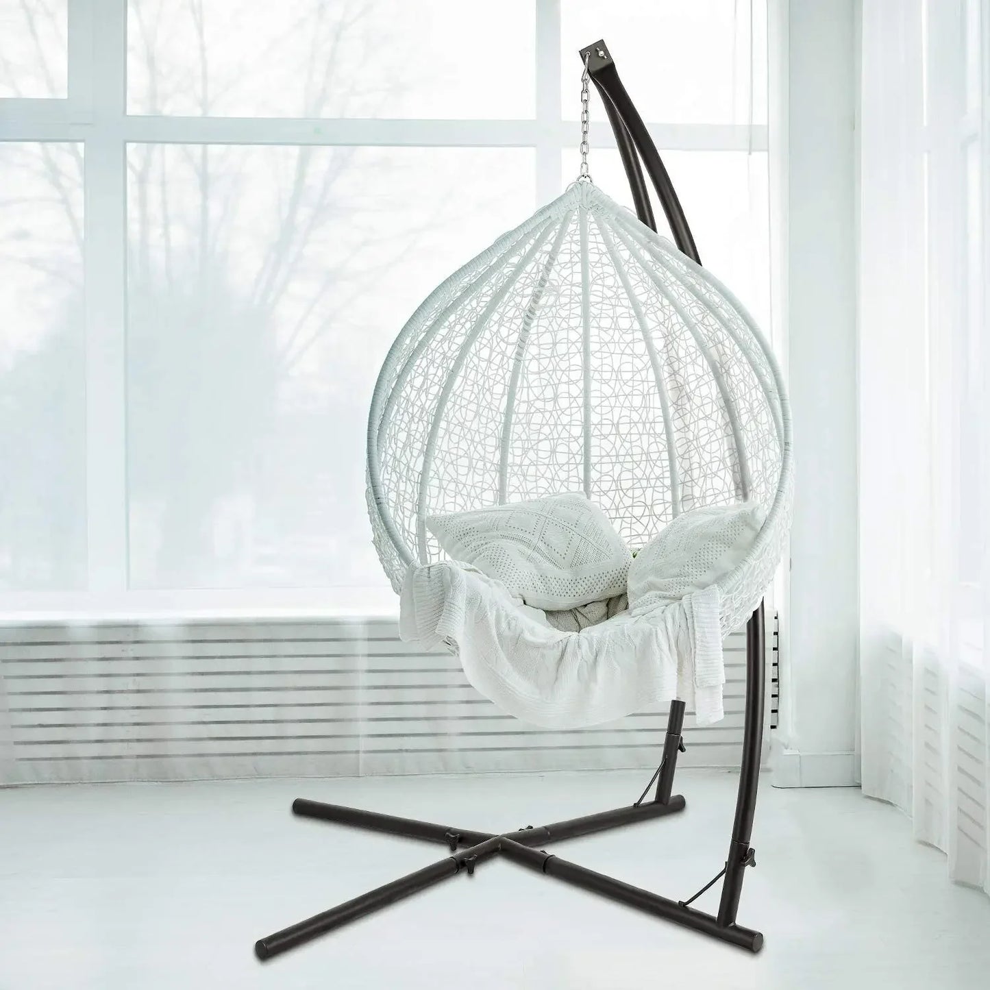 Homfa Heavy Duty Metal Hanging Chair Hammock C Stand Outdoor